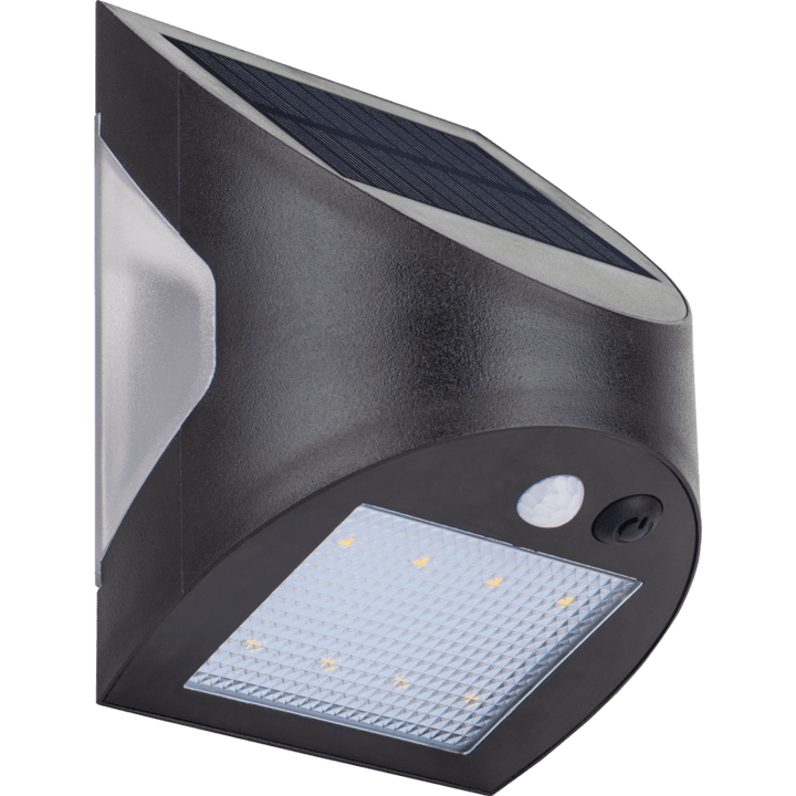 Aplique solar de pared Luceco Prysm Black, energía solar + detector, 300 lúmenes, 3 W