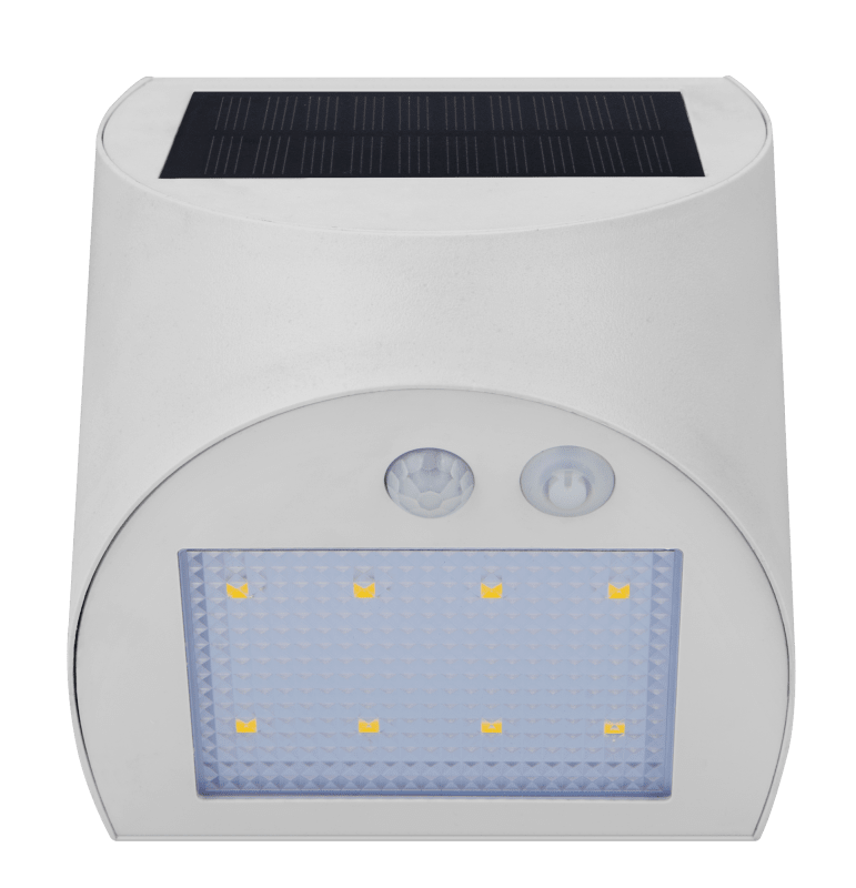 Aplique solar de pared blanco Luceco Prysm, energía solar + detector, 300 lúmenes, 3 W