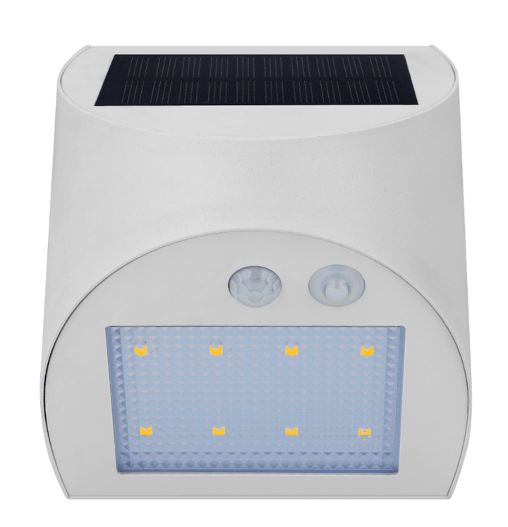 Aplique solar de pared blanco Luceco Prysm, energía solar + detector, 300 lúmenes, 3 W