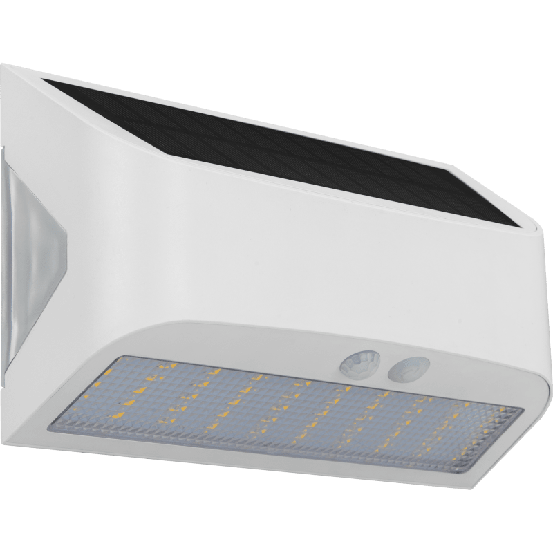 Aplique solar de pared blanco Luceco Prysm, energía solar + detector, 600 lúmenes, 6 W