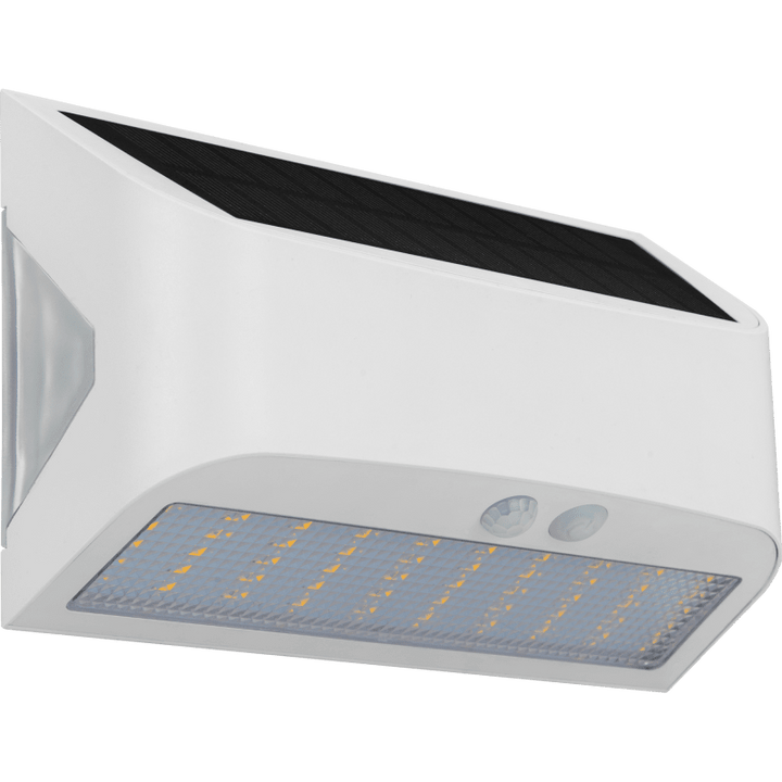 Aplique solar de pared blanco Luceco Prysm, energía solar + detector, 600 lúmenes, 6 W