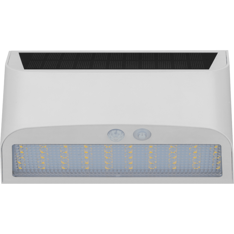 Aplique solar de pared blanco Luceco Prysm, energía solar + detector, 600 lúmenes, 6 W