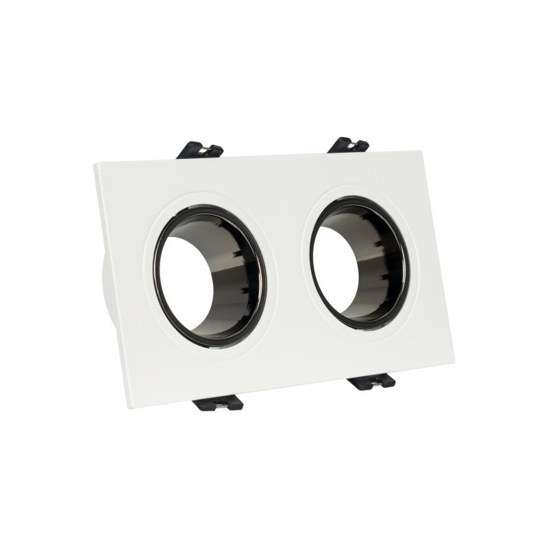 Collerette downlight carrée double orientable GU10 / MR16 - Faible indice UGR - Coupe 75 x 150 mm