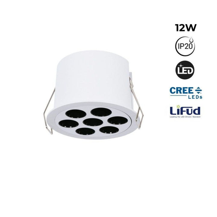 Foco LED Empotrable Circular 12W - UGR18 - Corte Ø70mm - Blanco