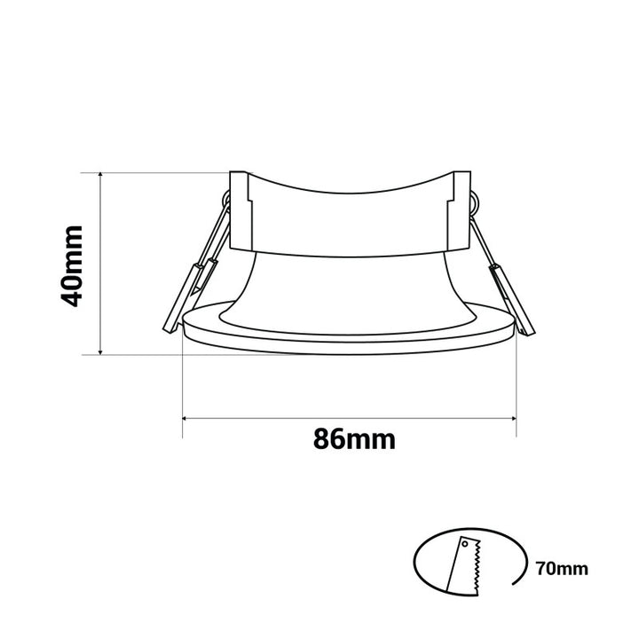 Portalámparas empotrable para bombilla GU10 / MR16 - Corte Ø70mm