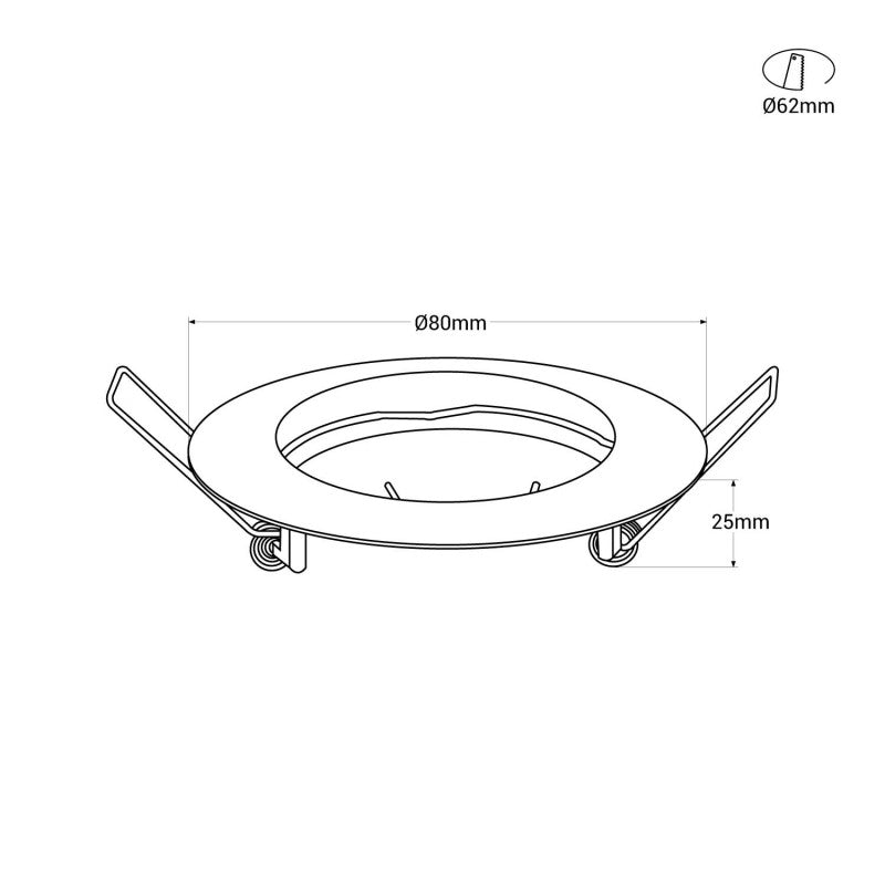 Collerette downlight pour ampoule GU10 / MR16 - Coupe Ø62 mm