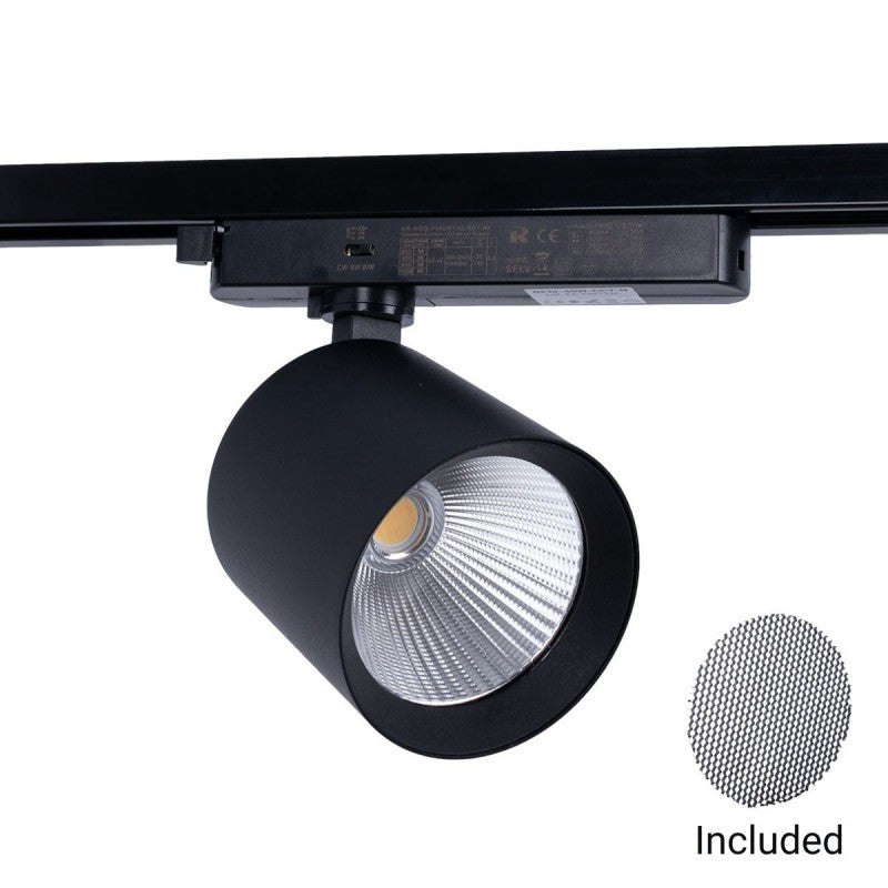 Foco LED para carril monofásico CCT - 40W - CRI 90 - Negro