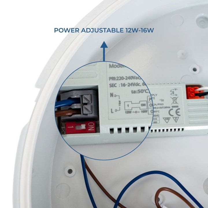 Plafón LED estanco / iluminación de emergencia - CCT - Potencia regulable 12W-16W - Ø31cm - IP65