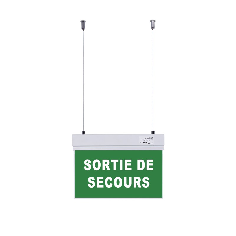 Bloc autonome d'éclairage de sécurité avec panneau "SORTIE DE SECOURS" - Suspension