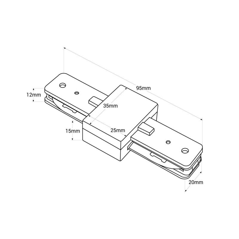 Unión recta para carril monofásico de PVC (Ref. BTMP)