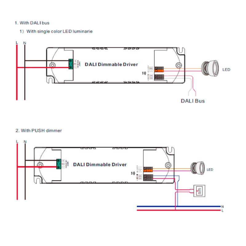 Driver DALI DT6 monocromo regulable 220-240V - Salida 6-42V DC - 100-700mA - 12W