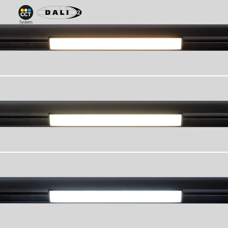 Spot LED linéaire opale CCT sur rail magnétique 48V - 12W - Gradation DALI-2