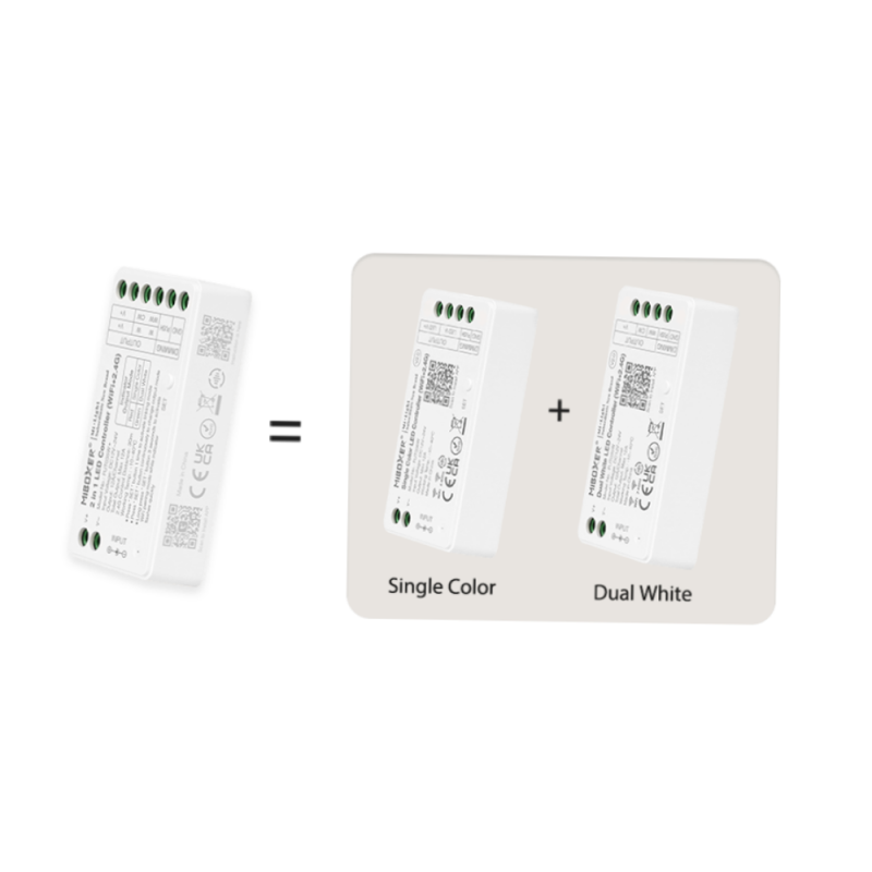 Contrôleur ruban LED 2 en 1 Monochrome - Double blanc - 12/24V DC - 2.4G - WiFi - MiBoxer - FUT035W+