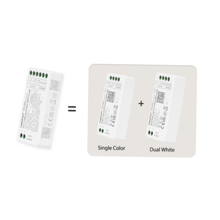 Contrôleur ruban LED 2 en 1 Monochrome - Double blanc - 12/24V DC - 2.4G - WiFi - MiBoxer - FUT035W+