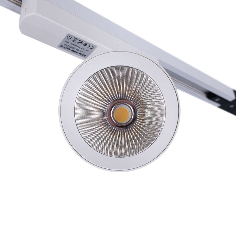 Projecteur LED sur rail  monophasé CCT - 40W - IRC 90 - Blanc