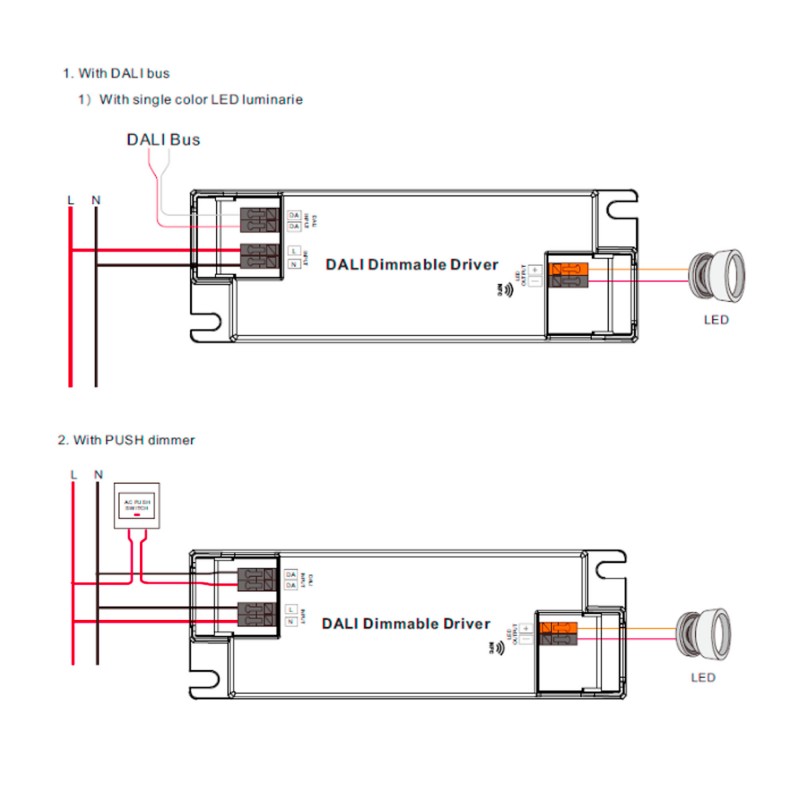 Driver DALI DT6 monochrome dimmable 220-240V - Sortie 3-42V DC - 10W (100-500mA)