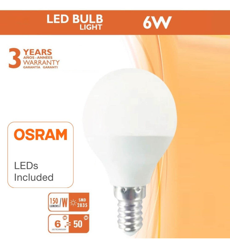 Bombilla LED 6W E14 G45 OSRAM CHIP DURIS E 2835