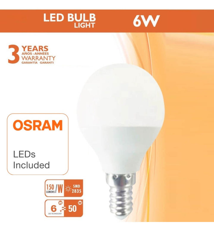 Bombilla LED 6W E14 G45 OSRAM CHIP DURIS E 2835