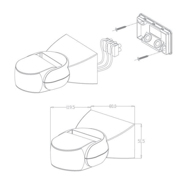 Détecteur de mouvement PIR en saillie 180° - IP65