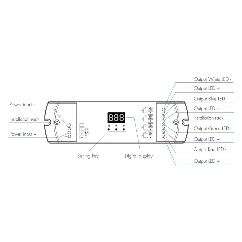 Controlador Monocromático/CCT/RGB/RGBW 12-24V DC - 4 Canales - Programable - RF 2.4GHz - Skydance