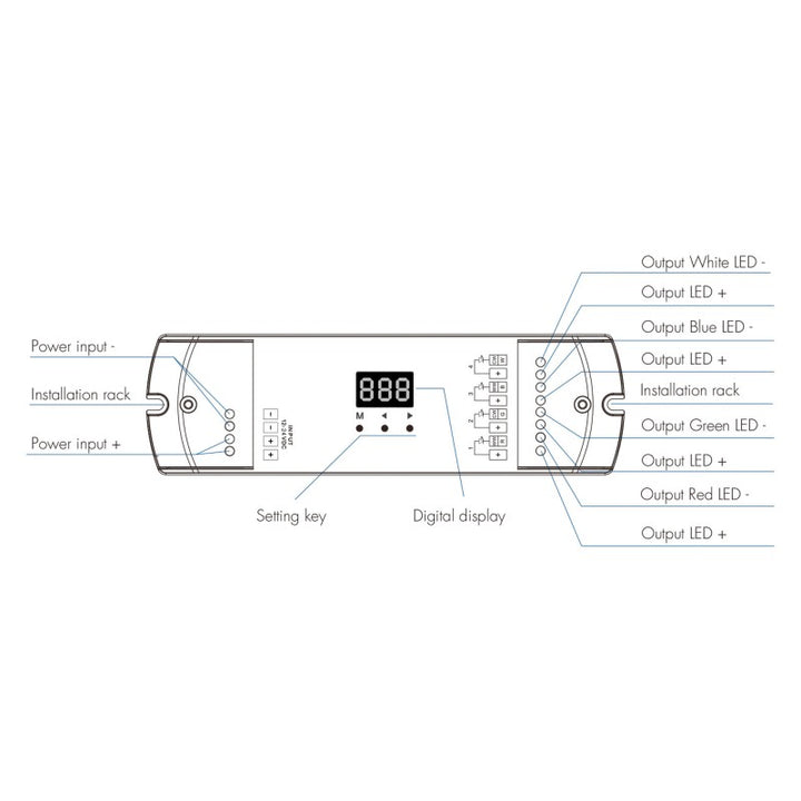 Controlador Monocromático/CCT/RGB/RGBW 12-24V DC - 4 Canales - Programable - RF 2.4GHz - Skydance