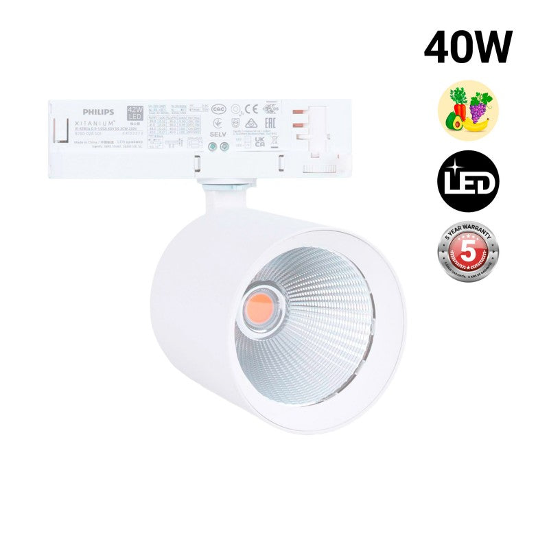 Foco LED 40W para carril trifásico - Frutas y verduras - Driver Philips Xitanium