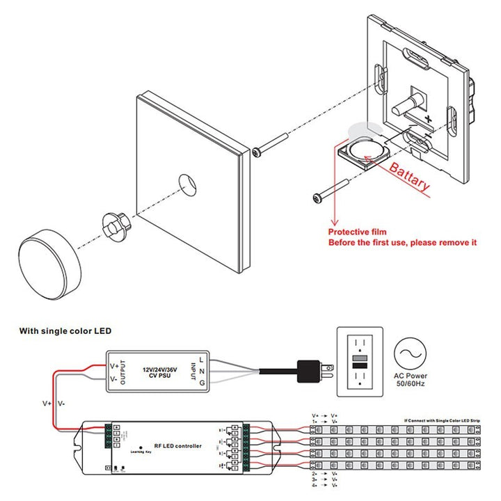 Regulador de intensidad de luz de pared para controlar la intensidad de las luces - Perfect RF, Sunricher Rotary LED Dimmer