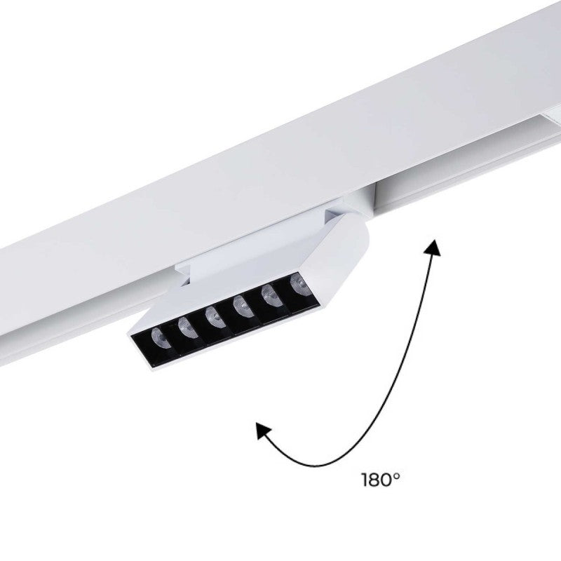 Foco LED lineal orientable sobre carril magnético 48V - 6W - UGR16 - Blanco