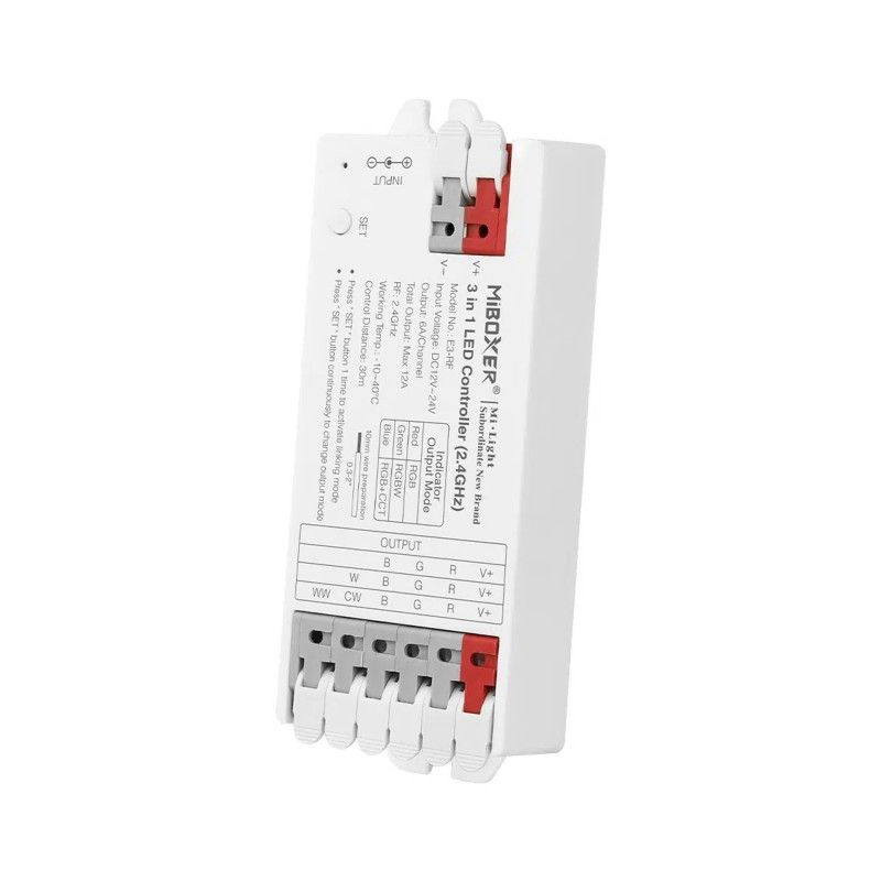 Controlador de tira LED RGB / RGBW / RGB + CCT 3 en 1 - 12/24 V CC - 2,4 GHz - Mi Boxer - E3-RF