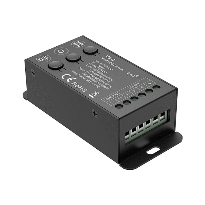 Controlador RGB 12-24 V CC - 3 canales - RF 2,4 GHz y control por pulsador - Skydance