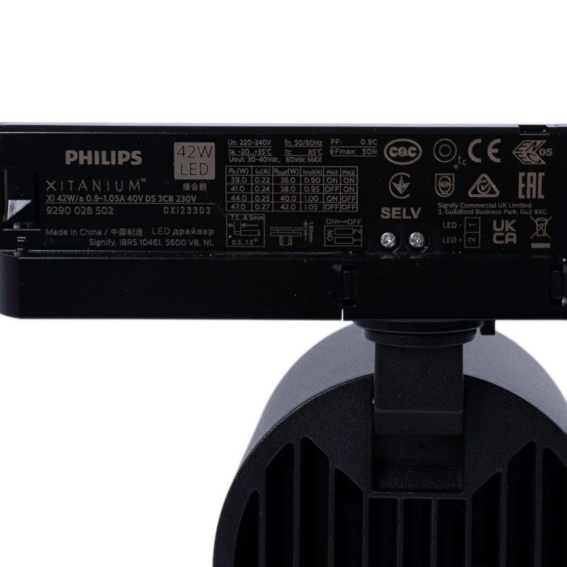 Projecteur LED sur rail triphasé 4000K - 40W - IRC 95 - Driver Philips Xitanium - Noir