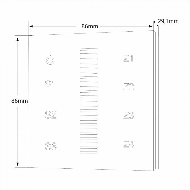 Mando a distancia de pared "Sunricher" - 4 zonas - Monocromo - Perfect RF