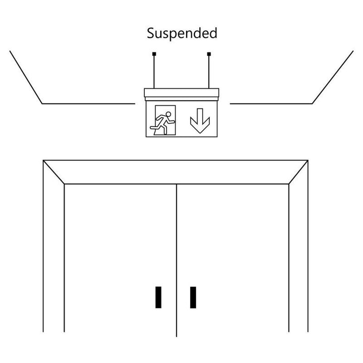 Unidad de iluminación de seguridad autónoma con pictograma "SALIDA HACIA ARRIBA" - Suspensión
