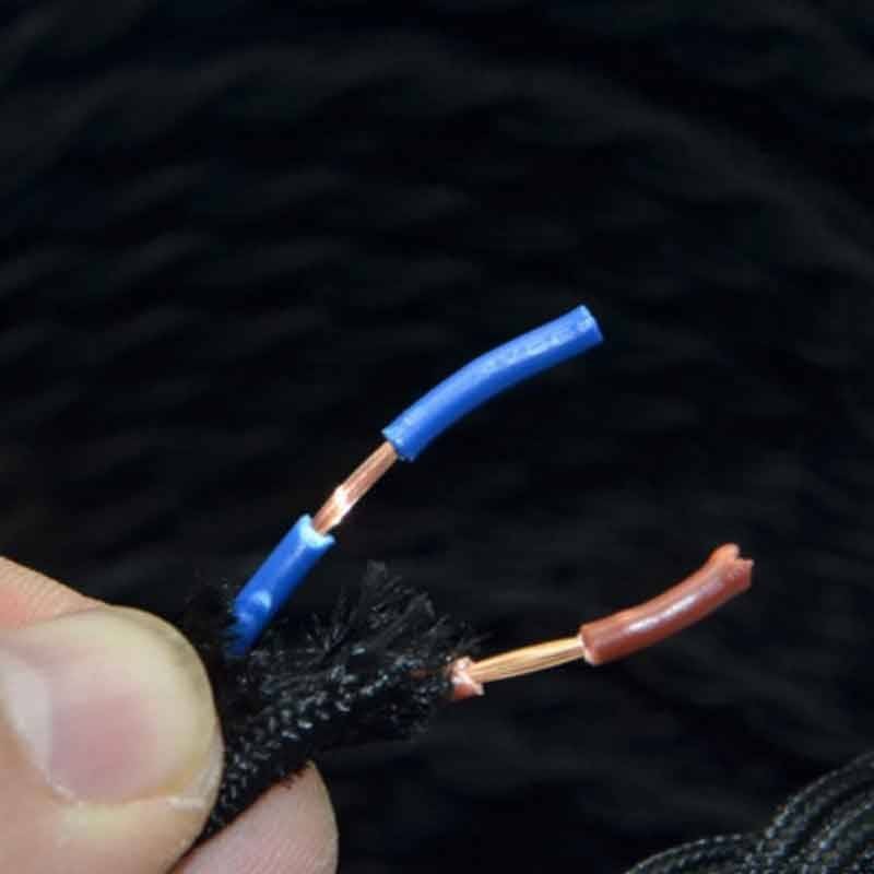 Cable eléctrico de tela trenzada por metros - Negro