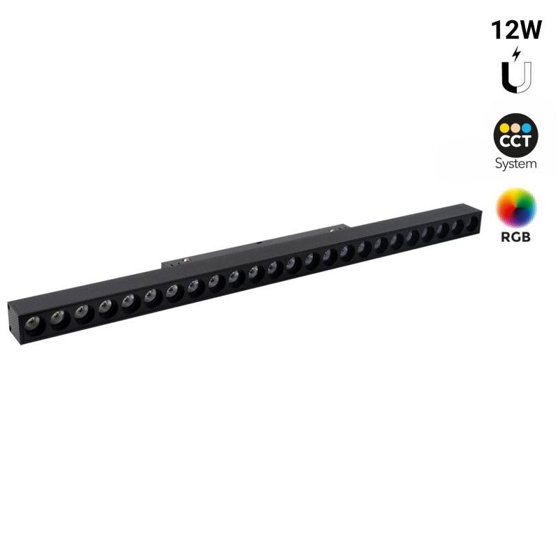 Spot linéaire sur rail magnétique RGB + CCT - 12W - UGR18 - Mi Light - Noir