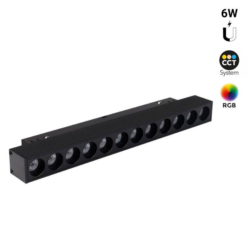 Spot linéaire sur rail magnétique RGB + CCT - 6W - UGR18 - Mi Light - Noir