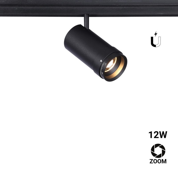 Spot LED sur rail magnétique avec Zoom 10°-55º - 48V - 12W