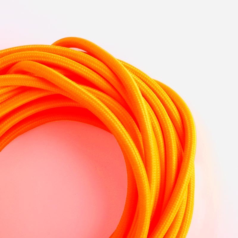 Cable redondo recubierto de algodón de color naranja y cítricos