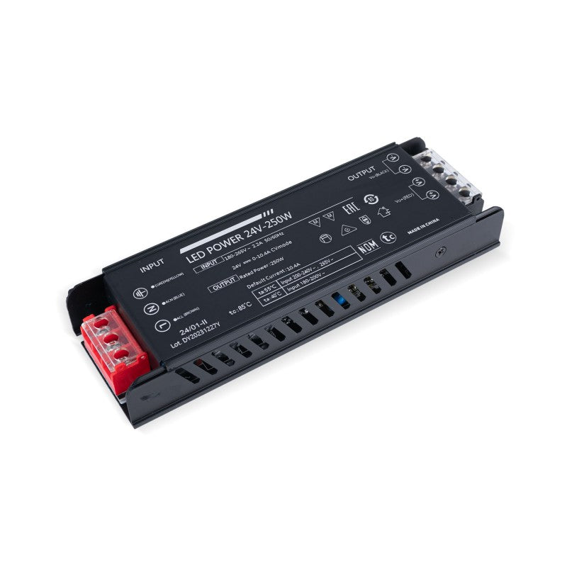 Alimentation LED 24V 250W extra-plate - 10.4A - Haute efficacité - IP20