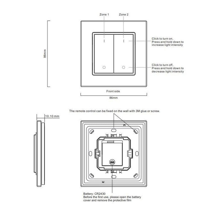 Variateur de lumière radio fréquence 2 touches | Sunrincher