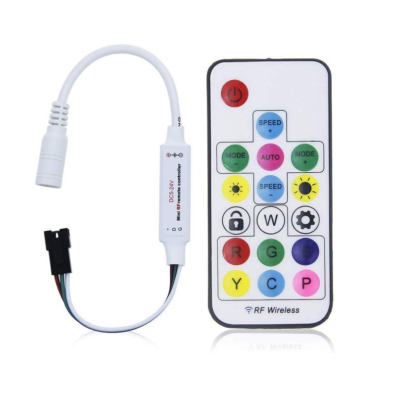 Controlador LED IC RGB/RGBW con control remoto RF - 5-24 V CC - 2048 píxeles