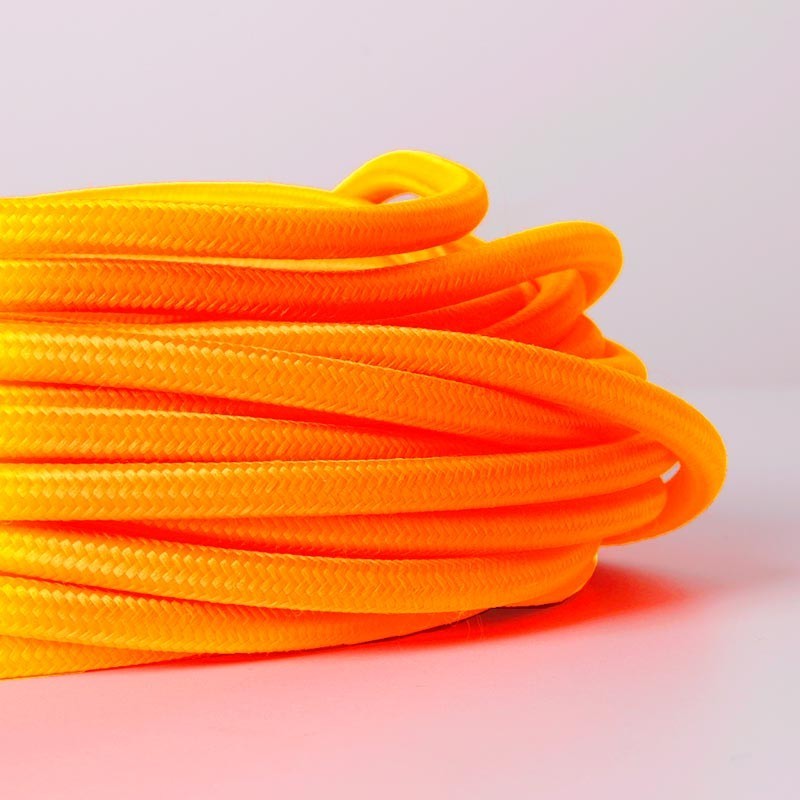 Cable redondo recubierto de algodón de color naranja y cítricos