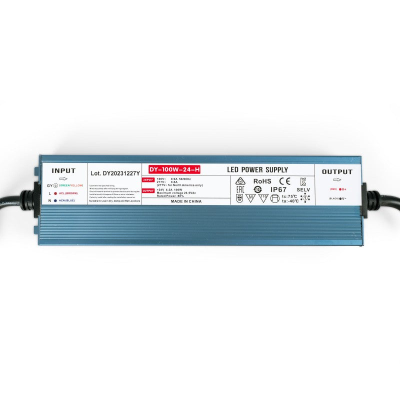 Fuente de alimentación LED impermeable de 24 V, 100 W, extraplana, 4,2 A, IP67