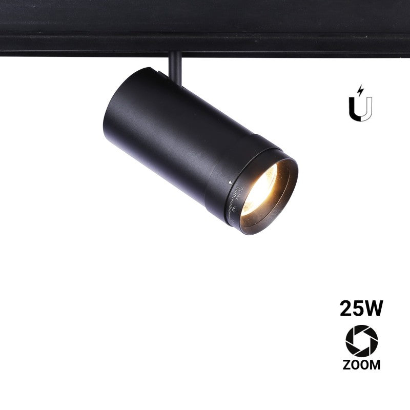 Foco LED sobre carril magnético con Zoom 10°-55º - 48V - 25W