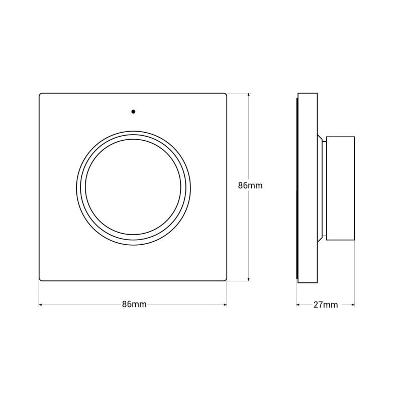 Interrupteur variateur rotatif RF - Monochrome + CCT - Base magnétique - Mi Light - Noir