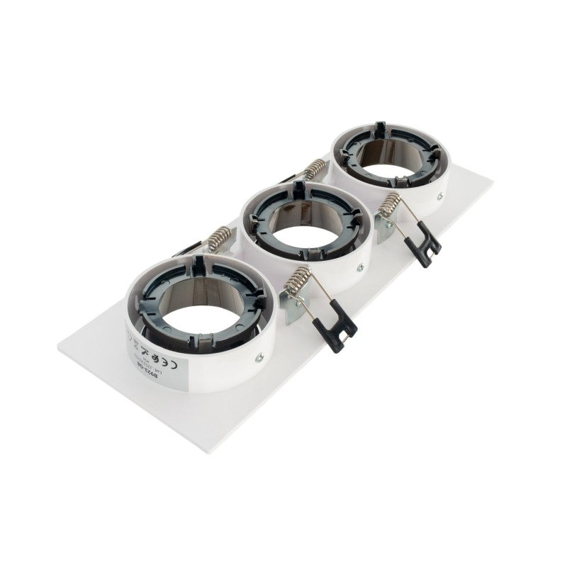 Collerette downlight carrée triple orientable GU10 / MR16 - Faible indice UGR - Coupe 75 x 235 mm