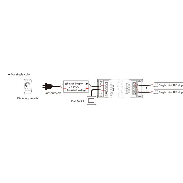 Controlador Monocromo / CCT / RGB / RGBW / RGB + CCT 12-48V DC - 5 en 1 - RF 2.4GHz - Regulador PUSH - Skydance