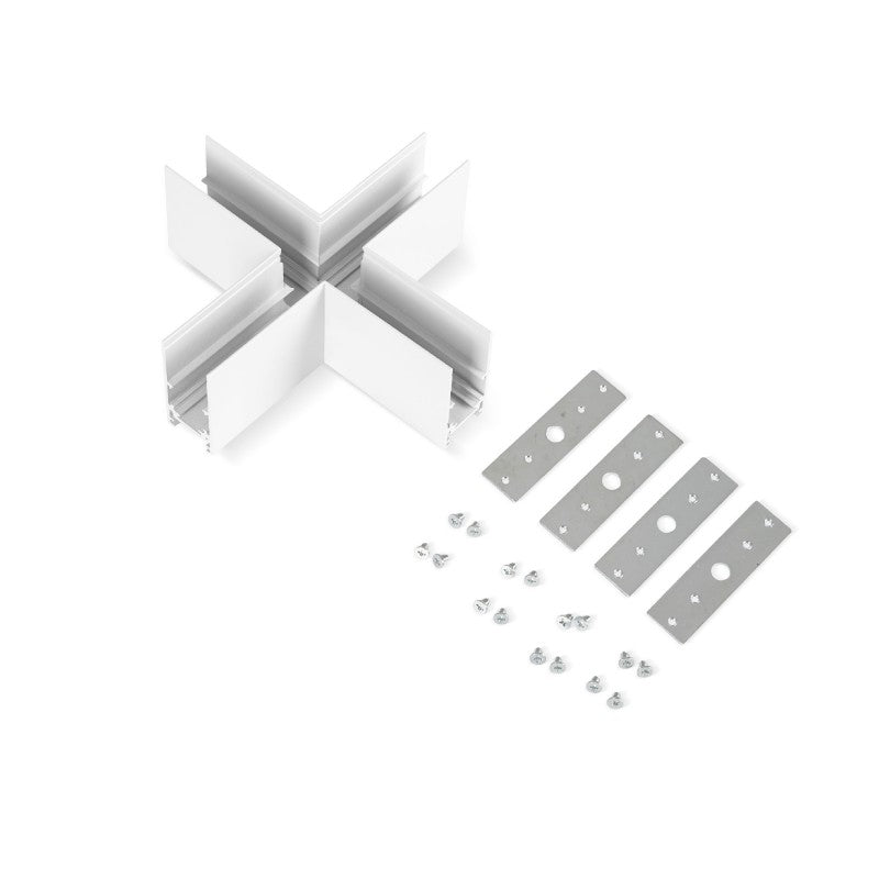 Connecteur en X pour rail magnétique en saillie 20mm - Blanc