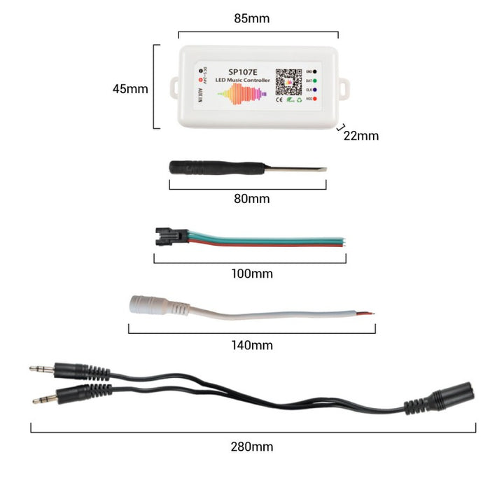 Contrôleur musical LED IC Pixel RGB/RGBW Bluetooth - 5-24V DC - 960 pixels