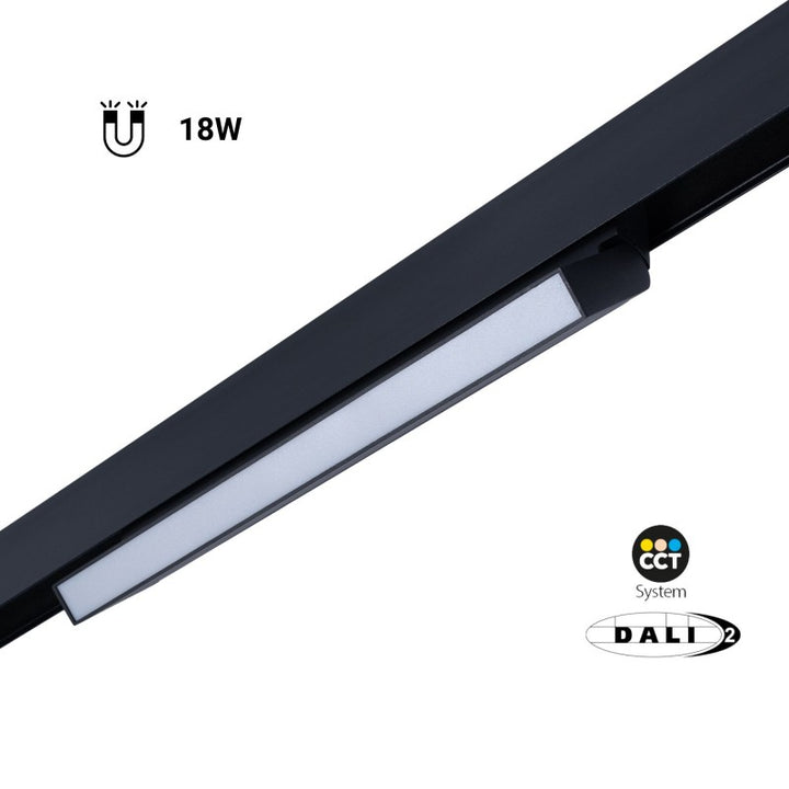 Spot LED opale CCT linéaire orientable sur rail magnétique 48V - 18W - Gradation DALI - UGR18